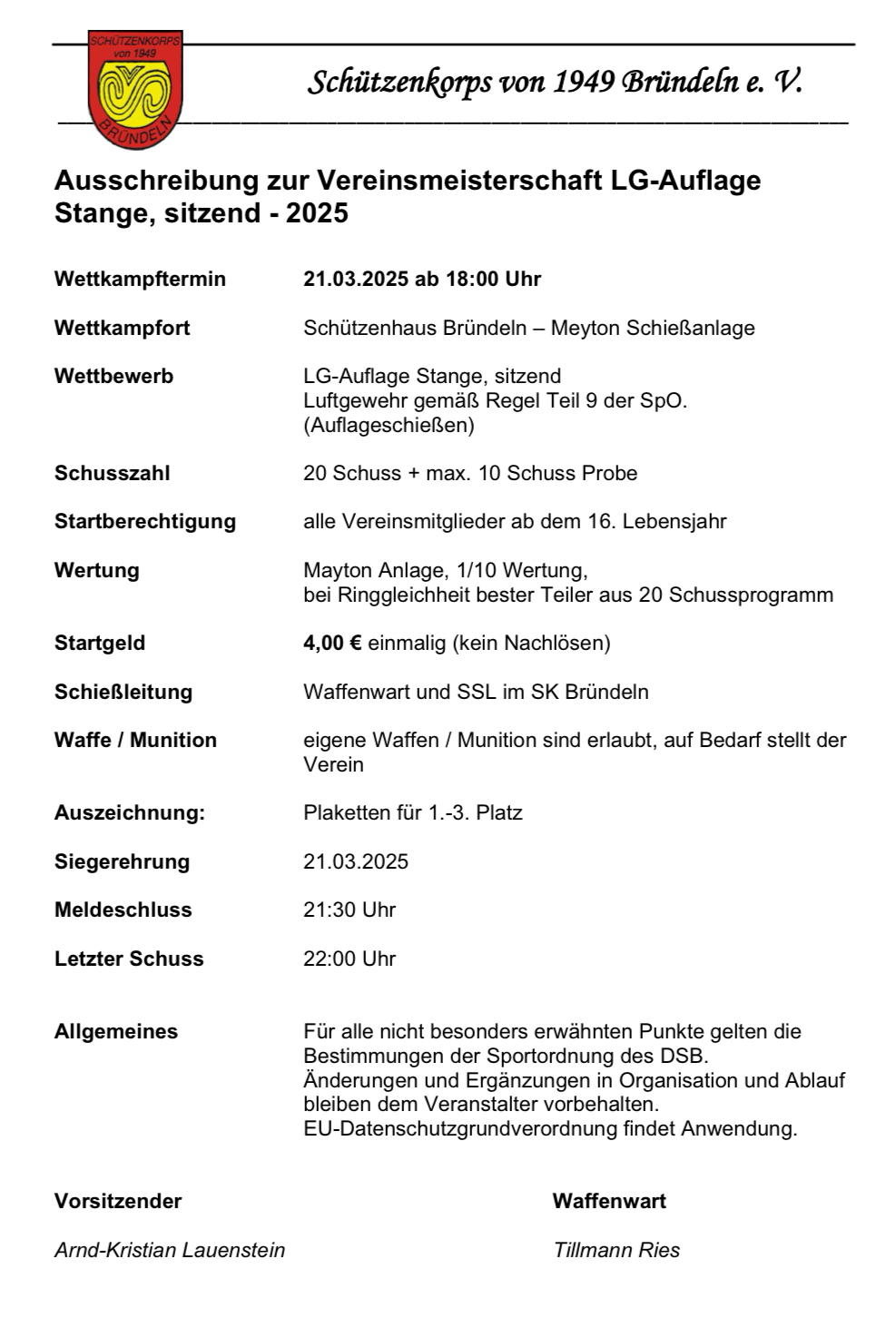 Einladung Luftgewehr 